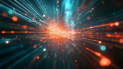 Poster - Abstract Network of Glowing Lines and Bokeh Lights