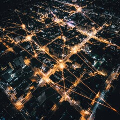 Poster - Nighttime Aerial Perspective of City Energy