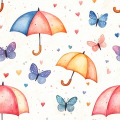 Wall Mural - Umbrellas & Butterflies.