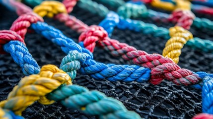 Colorful Rope Network Abstract, macro photography, rope texture , nautical