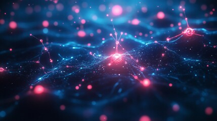 Poster - Neon illustrations of string theory concepts showcasing multidimensional strings and theoretical physics in a vibrant display