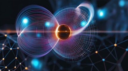 Poster - Illustration of quantum tunneling demonstrating particle behavior in a wave-like form at the atomic scale