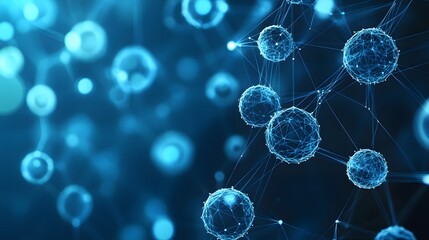 Poster - Interconnected Blue Spheres with Network Lines
