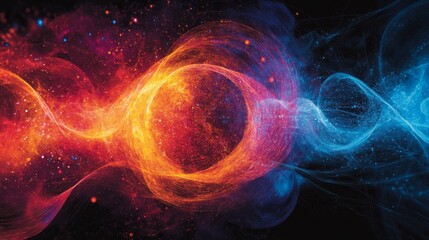 Poster - Quantum mechanics visualized with atomic orbitals and electron probability clouds illustrating the nature of atomic structure