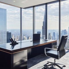 Modern Executive Office with Stunning City View