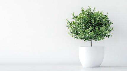 Sticker - Greenery in a pot, set against a clean white background, showcasing the natural charm and serenity of indoor plants  