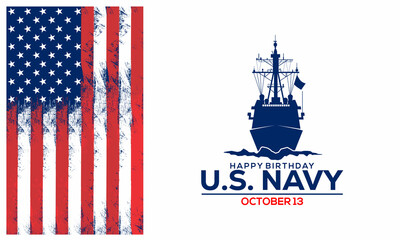 Wall Mural - Happy birthday US Navy October 13 , Vector Illustration	