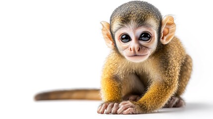 Sticker - Cute monkey isolated on white background.