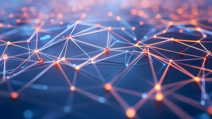 Poster - Abstract Network of Glowing Lines and Nodes