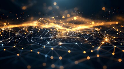 Poster - Abstract Digital Network with Glowing Nodes and Lines