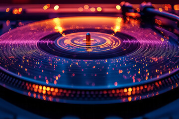 Aufkleber - An abstract vinyl with neon lines and bright color splashes emerging from the center,