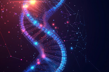 Poster - Abstract representation of DNA strands with glowing nodes and connections.
