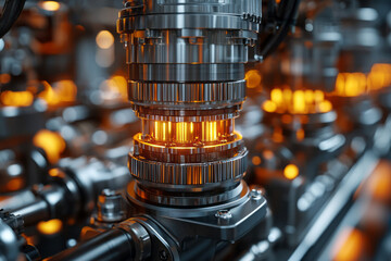 Poster - A close-up view of a high-performance engine with pistons and connecting rods in motion,