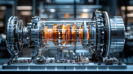 Aufkleber - A cutaway view of a mechanical turbine with all its parts visible,