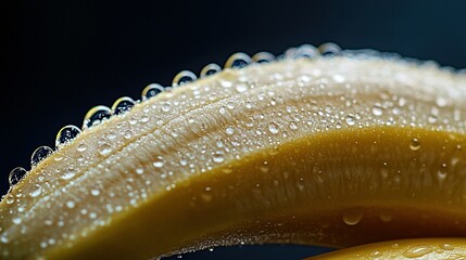 Wall Mural -   A banana with water droplets on its side and a banana in the back