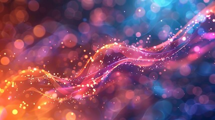 Poster - A 3D illustration of a neural network intertwined with symbols of cybersecurity and artificial intelligence, set against a vivid, colorful background with bokeh lighting and flowing data patterns.