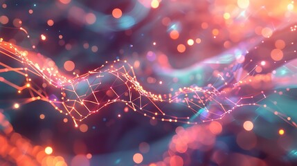 Poster - Visualization of artificial intelligence and big data analytics, featuring neural pathways and digital connections in a futuristic, multicolored scene with glowing light effects and a dynamic