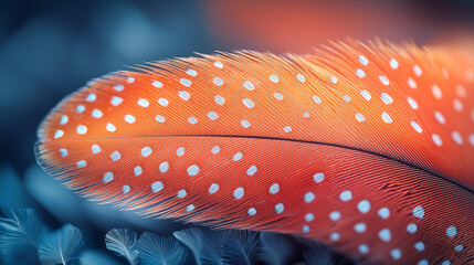 Poster - A macro shot of a single feather with intricate patterns and vibrant colors,