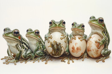 Aufkleber - A detailed image of a frogâ€™s life cycle, from egg to tadpole to adult frog,