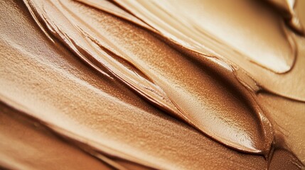 Poster - Gracefully swirling liquid foundation makeup in shades of beige, brown, and tan creates a luxurious and elegant background, perfect for beauty product ads