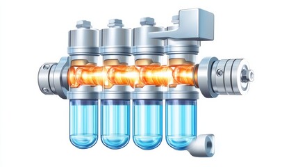 Poster - Advanced Industrial Fluid Control System Diagram