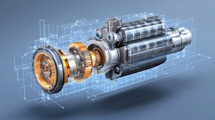 Poster - Detailed View of Mechanical Electric Motor Design