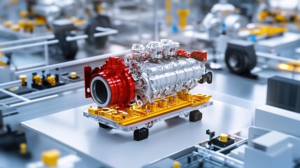Poster - Advanced Model of Industrial Engine Component on Display