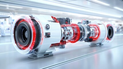 Poster - Futuristic Engine Technology in Modern Workshop