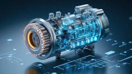 Poster - Futuristic Engine Design with Transparent Components