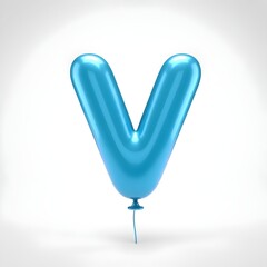 Blue  letter V in shape of a balloon, Clean image, high quality, white background