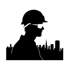 Engineer at Work Silhouette Vector Illustration Transparent Background