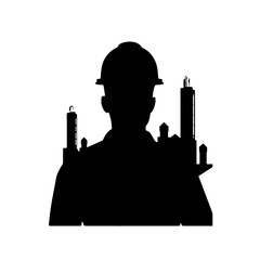 Engineer at Work Silhouette Vector Illustration Transparent Background