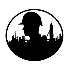 Engineer at Work Silhouette Vector Illustration Transparent Background