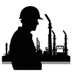 Engineer at Work Silhouette Vector Illustration Transparent Background