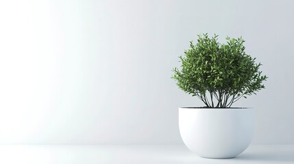 Poster - plant in white modern pot isolated on white background 