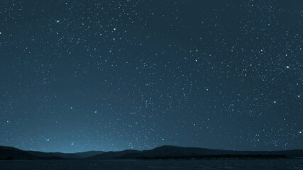 Wall Mural - night sky panorama with stars and moon