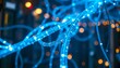 © Mishkat Uddin Rahat - Glowing Blue Fiber-Optic Cables in Dark High-Tech Scene with Digital Lights