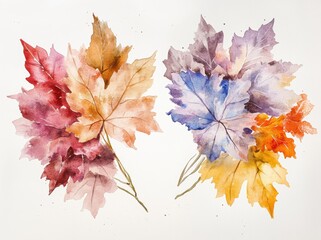 Wall Mural - Watercolor Autumn Leaves.