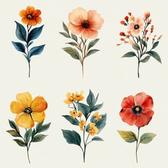 Sticker - Watercolor Floral Set.