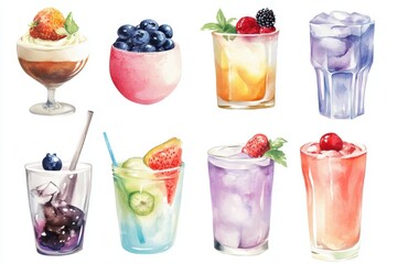 Wall Mural - Summer Drinks Set.