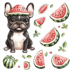 Sticker - French Bulldog Watermelon.