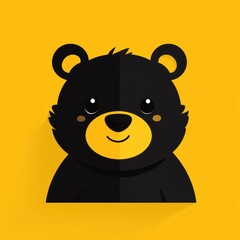 Sticker - Cute Black Bear Cartoon.