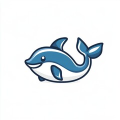 Sticker - Cute Cartoon Dolphin.