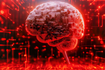 Poster - A neural themed digital brain illustration, representing complex AI circuits and the advancement in artificial intelligence technology.