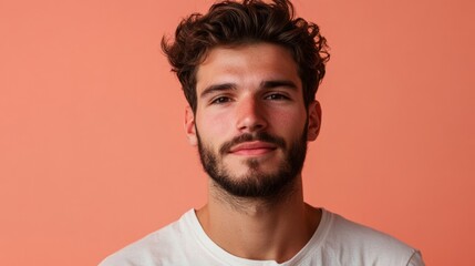 A man with a beard and a white shirt is smiling at the camera