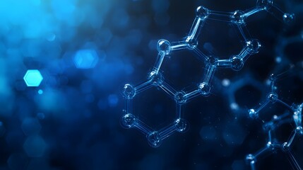 Poster - Abstract Molecular Structure with Glowing Blue Lines and Spheres