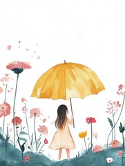 Wall Mural - Girl with Umbrella.