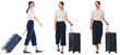© dodotone - Adult asian businesswoman walking with luggage isolated cutout transparent background