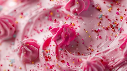 Wall Mural - Close up of cake day background, top view. Photorealistic high resolution macro photography for advertising or food