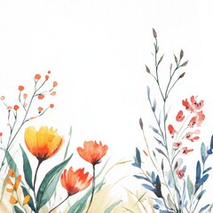 Naklejka na meble Watercolor Floral Border.